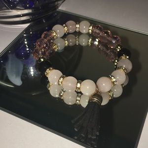 Healing Stone Bracelet with Tassel Charm